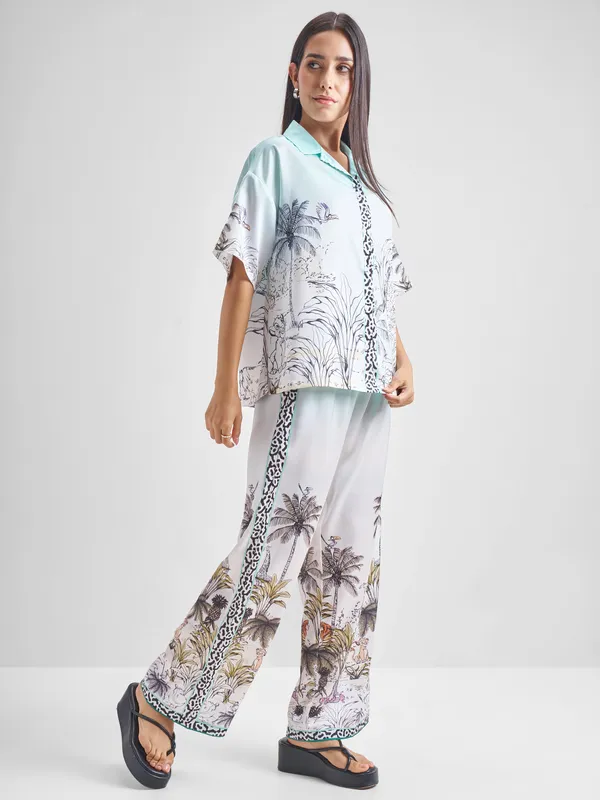 Disney By Tokyo Talkies Women Blue Lion King Shirt With Trouser