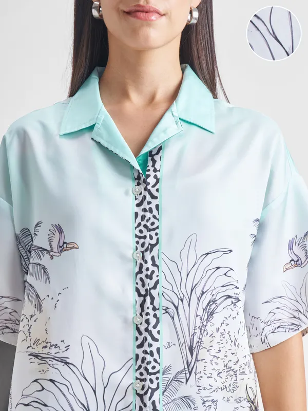 Disney By Tokyo Talkies Women Blue Lion King Shirt With Trouser