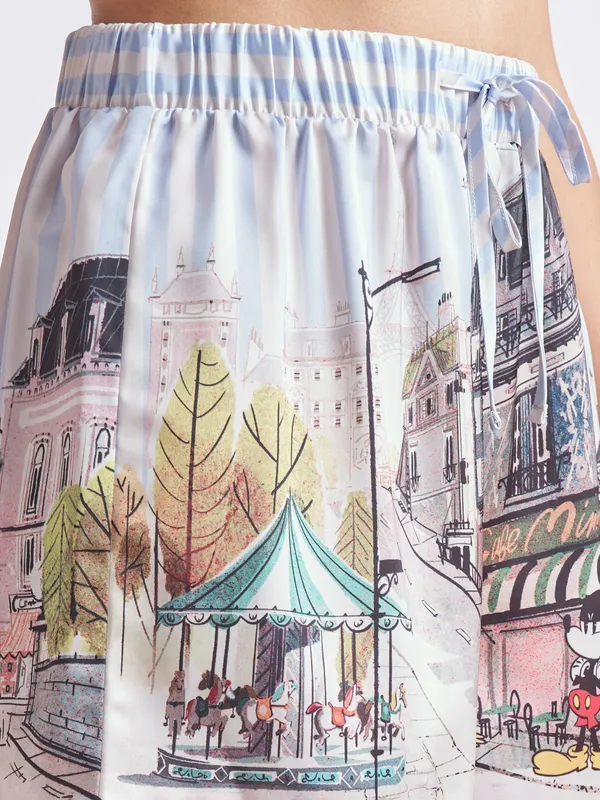 Disney By Tokyo Talkies Women Blue Mickey Mouse Shirt With Short