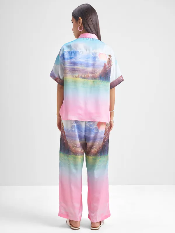 Disney By Tokyo Talkies Women Pink Mickey Mouse Shirt With Trouser