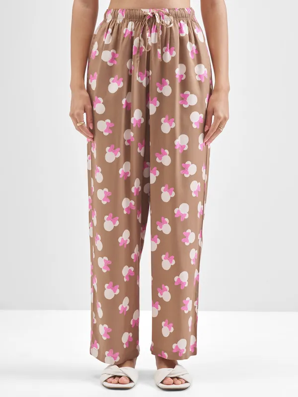 Disney By Tokyo Talkies Women Brown Minnie Mouse Shirt With Trouser Co-Ords