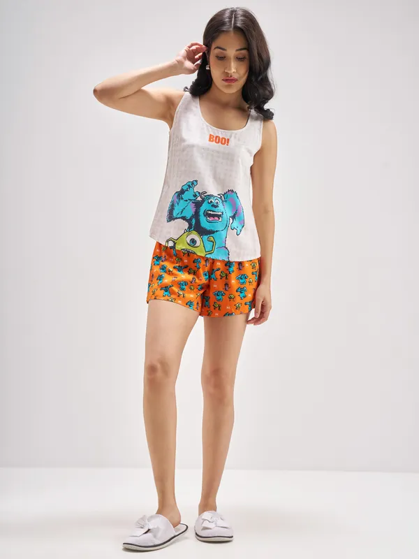 Disney By Tokyo Talkies Women Multi Monsters, Inc. Top With Shorts Co-Ords