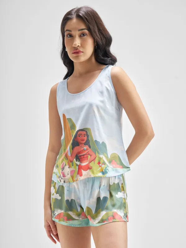 Disney By Tokyo Talkies Women Multi Moana Top With Shorts Co-Ords