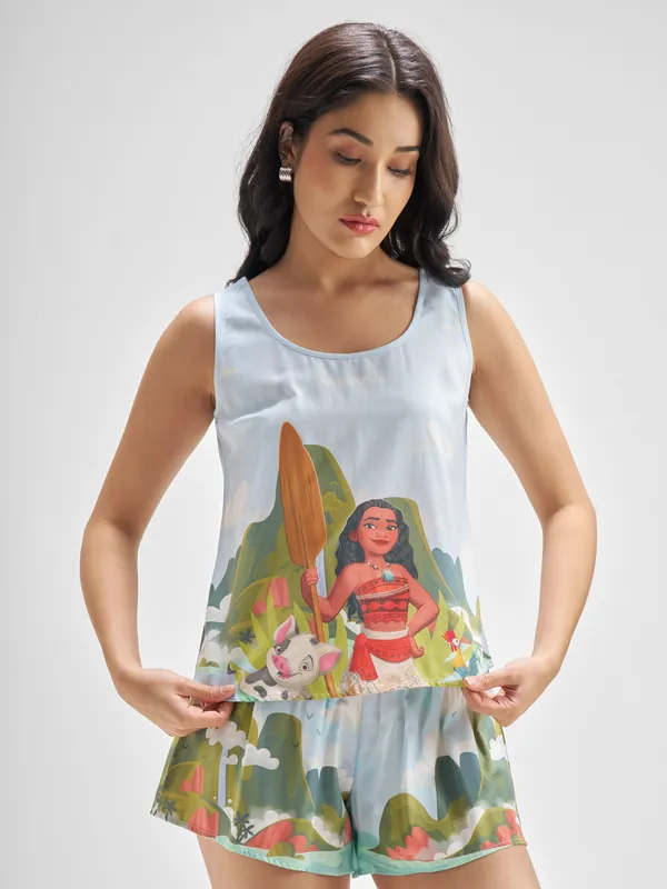 Disney By Tokyo Talkies Women Multi Moana Top With Shorts Co-Ords
