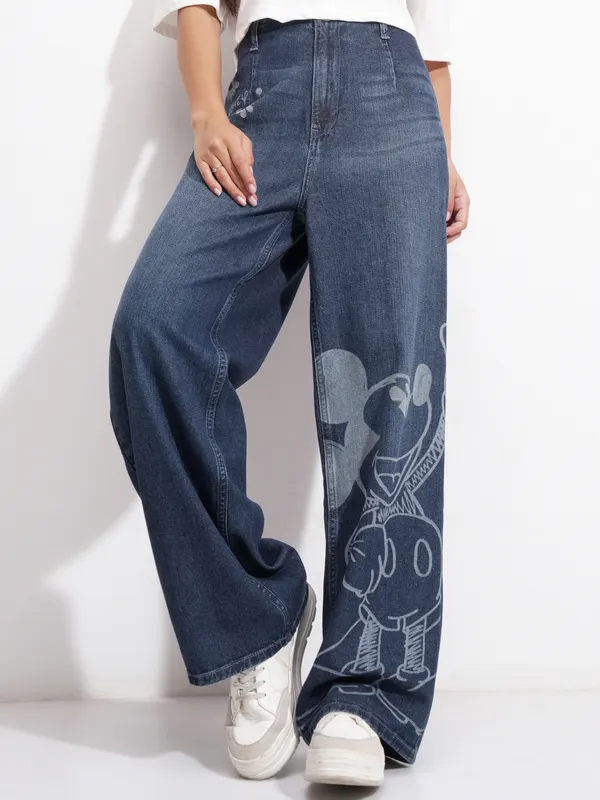Mickey Mouse Women Wide Leg Jeans