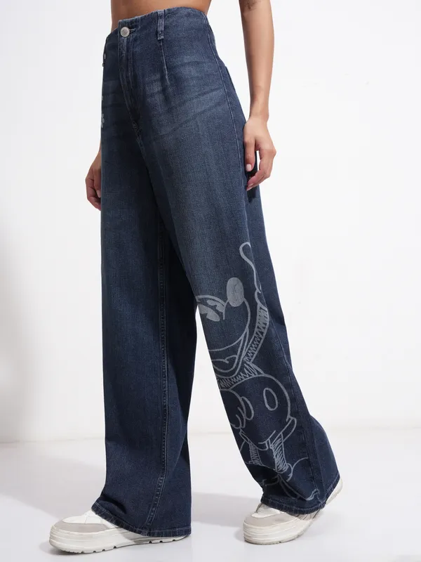 Mickey Mouse Women Wide Leg Jeans