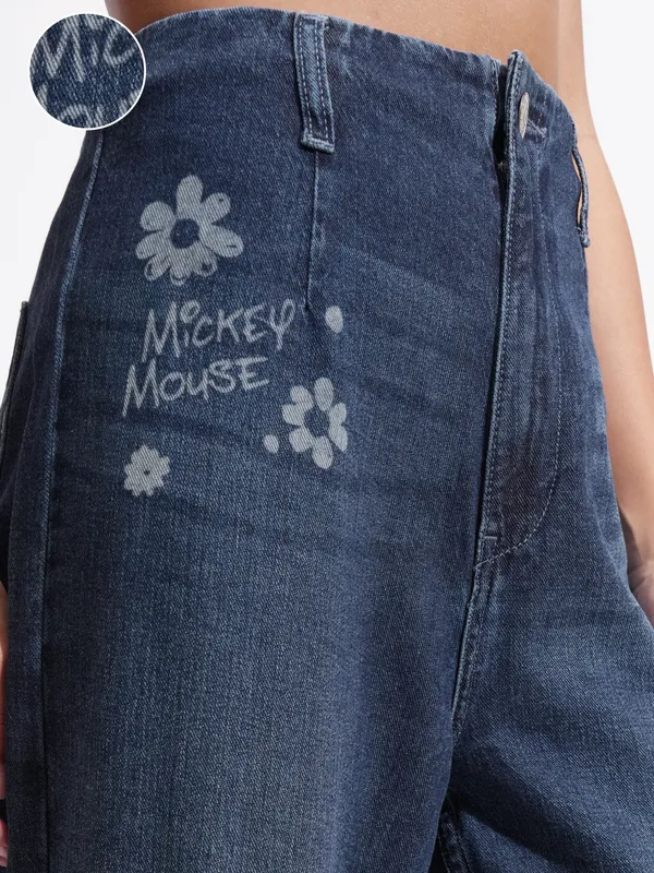 Mickey Mouse Women Wide Leg Jeans