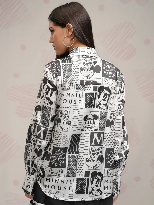 Disney By Tokyo Talkies Women White Minnie Mouse Printed Casual Shirt