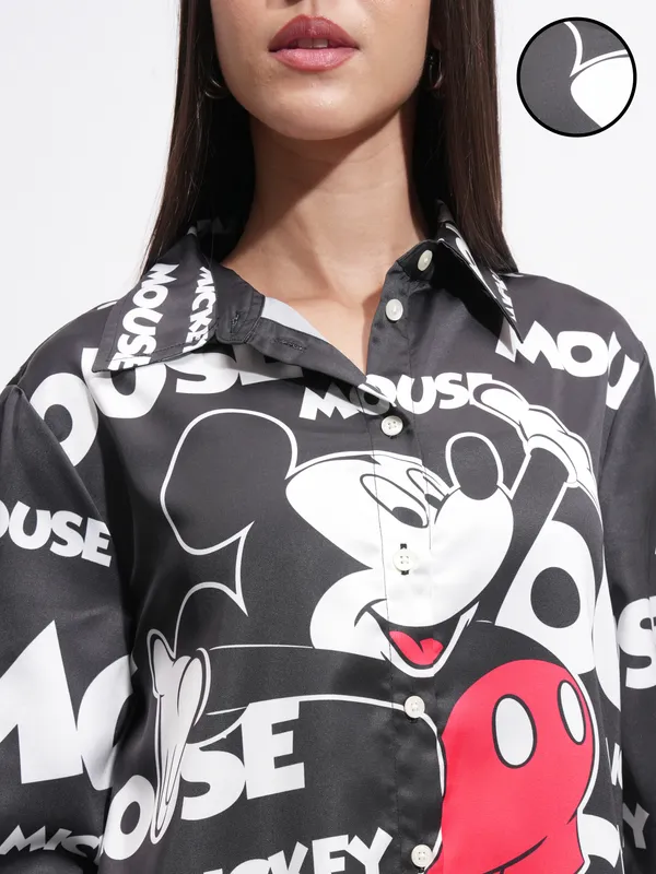 Disney By Tokyo Talkies Women White Mickey Mouse Printed Casual Shirt