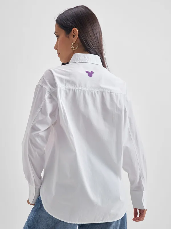 Disney By Tokyo Talkies Women White Mickey Mouse Printed Casual Shirt