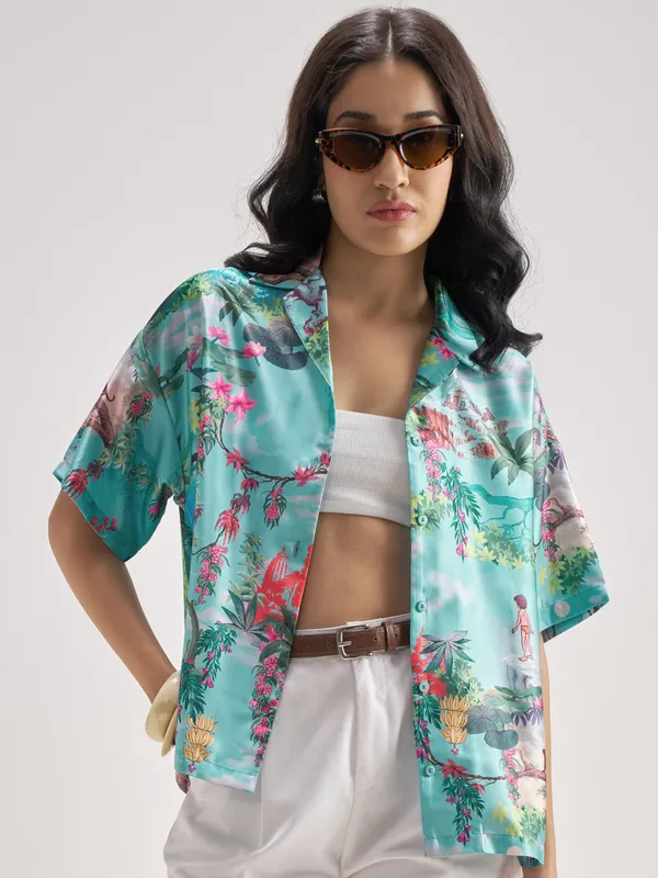 Disney By Tokyo Talkies Women Blue The Jungle Book Printed Casual Shirt
