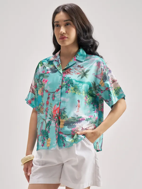 Disney By Tokyo Talkies Women Blue The Jungle Book Printed Casual Shirt