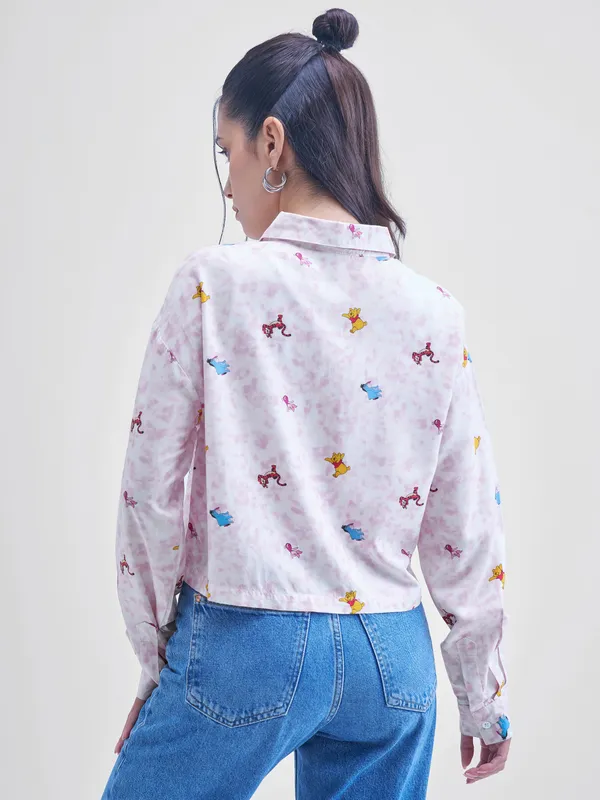 Disney By Tokyo Talkies Women White Winnie The Pooh Printed casual shirts
