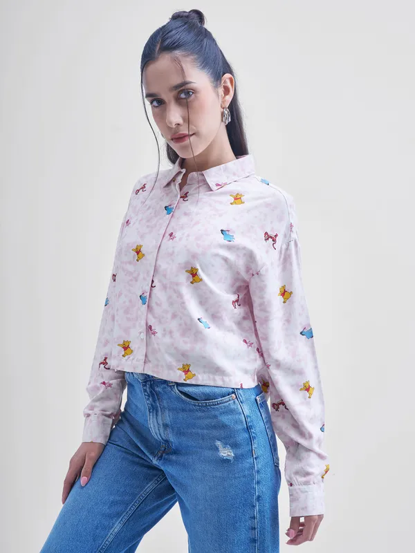 Disney By Tokyo Talkies Women White Winnie The Pooh Printed casual shirts