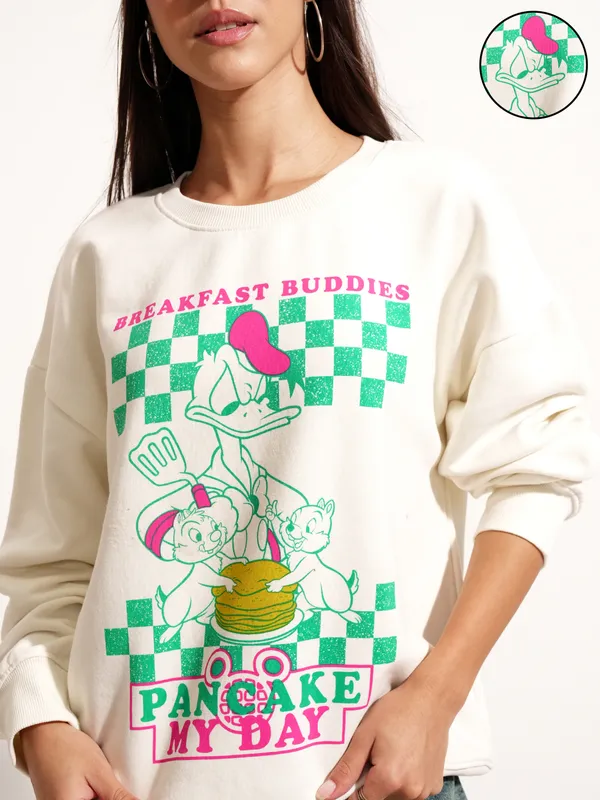 Donald Duck Women Printed Sweatshirt