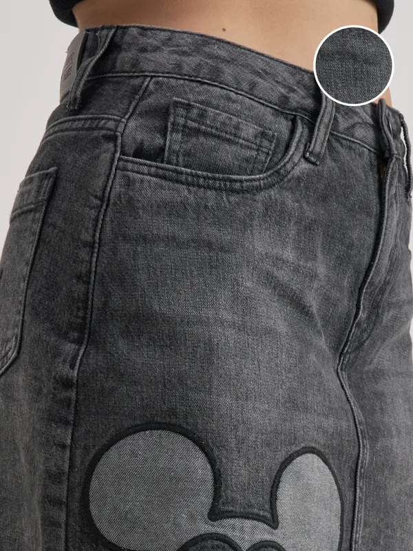 Disney By Tokyo Talkies Women Grey Mickey Mouse Mini Skirt