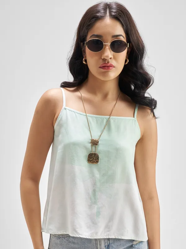 Disney By Tokyo Talkies Women Green Mickey Mouse Printed Regular Top