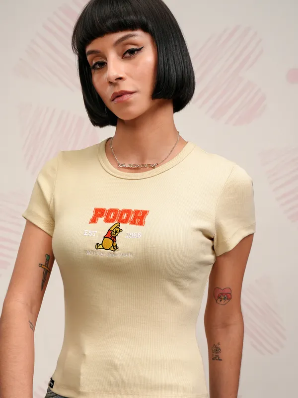 Winnie The Pooh Self Design Slim Fit T-Shirt
