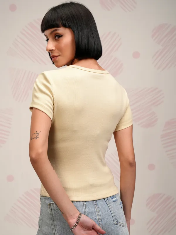 Disney By Tokyo Talkies Women Beige Winnie The Pooh Self Design Slim Fit T-Shirt