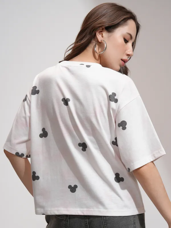 Disney By Tokyo Talkies Women Pink Mickey Mouse Printed Round Neck T-Shirt