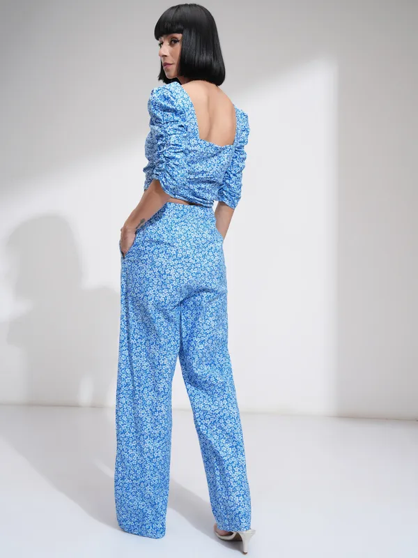 Tokyo Talkies Women Blue Top With Trousers Co-Ords