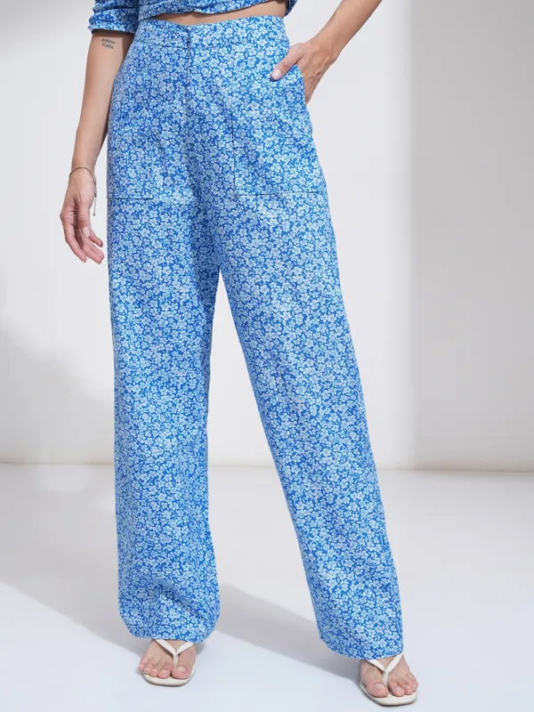 Tokyo Talkies Women Blue Top With Trousers Co-Ords