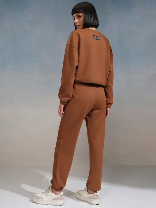 Tokyo Talkies Women Brown Top With Joggers
