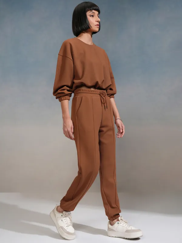 Tokyo Talkies Women Brown Top With Joggers