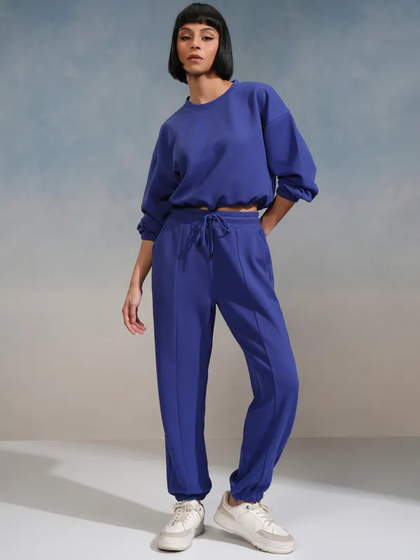 Tokyo Talkies Women Blue Top With Joggers