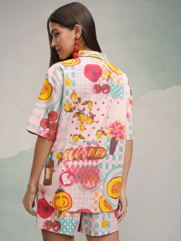 Tokyo Talkies Women Pink Shirt With Short