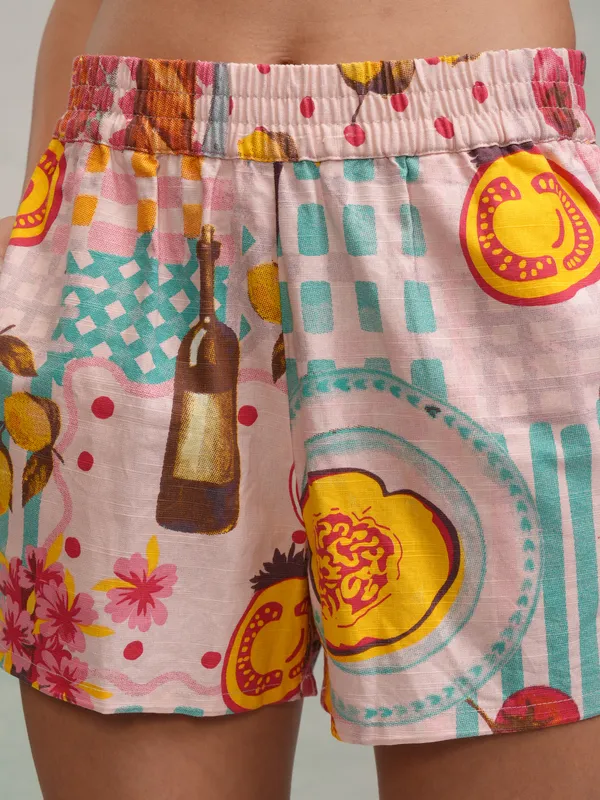 Tokyo Talkies Women Pink Shirt With Short