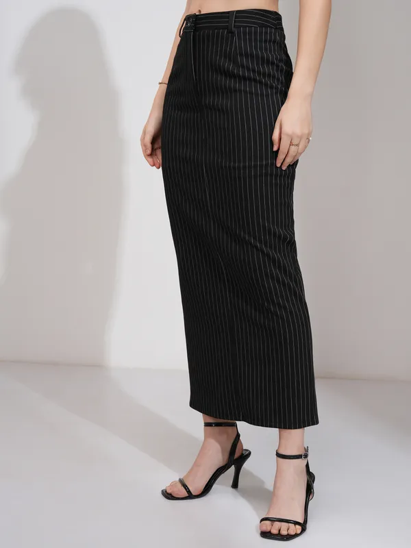 Tokyo Talkies Women Black Coat With Skirt Co-Ords