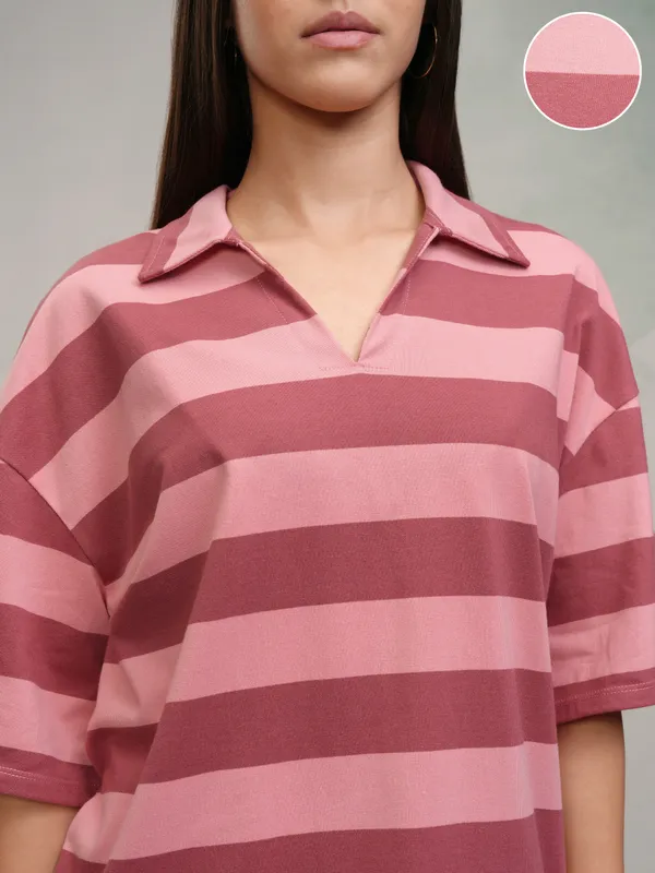 Tokyo Talkies Women Peach T-shirt With Short