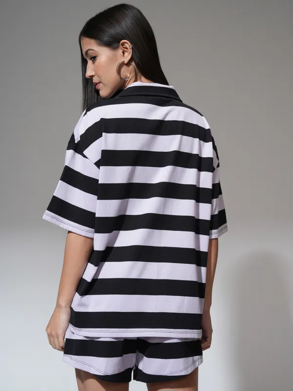 Tokyo Talkies Women Purple T-shirt With Short