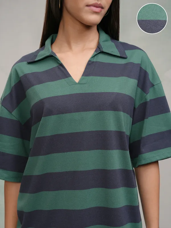 Tokyo Talkies Women Green T-shirt With Short