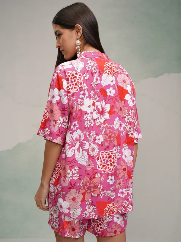 Tokyo Talkies Women Pink Shirt With Short