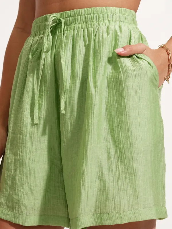 Tokyo Talkies Women Green Shirt With Short