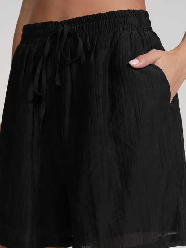 Tokyo Talkies Women Black Shirt With Short