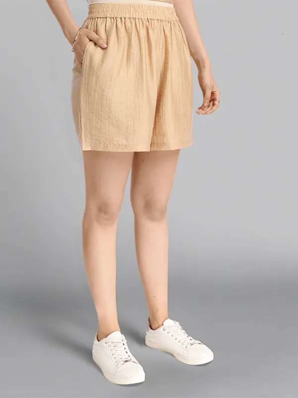 ESPYR By Tokyo Talkies Women Beige Top With Shorts Co-Ords