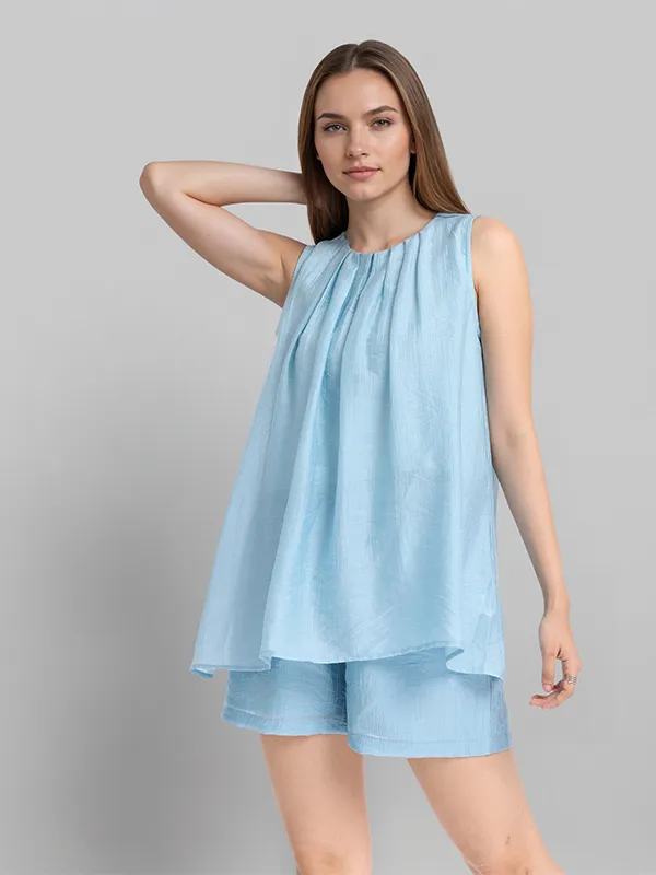 ESPYR By Tokyo Talkies Women Blue Top With Shorts Co-Ords