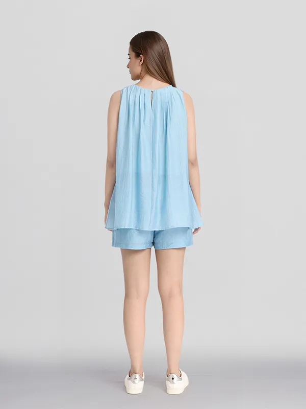 ESPYR By Tokyo Talkies Women Blue Top With Shorts Co-Ords