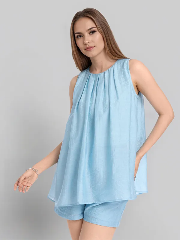 ESPYR By Tokyo Talkies Women Blue Top With Shorts Co-Ords