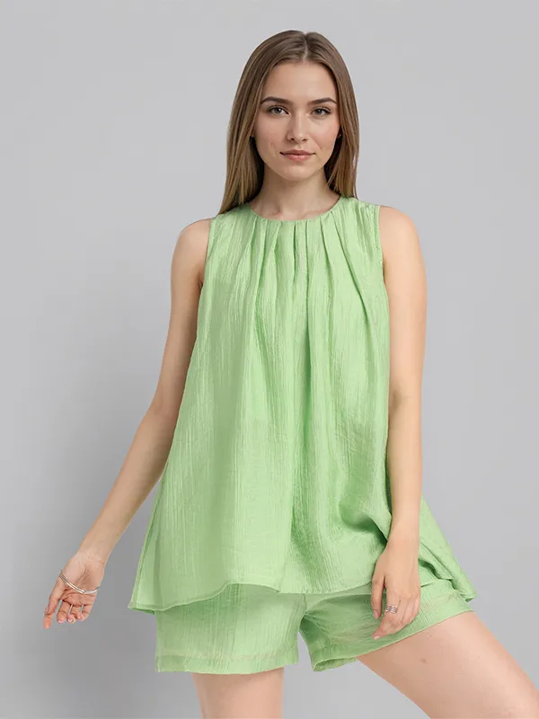 ESPYR By Tokyo Talkies Women Green Top With Shorts Co-Ords