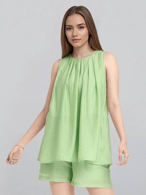 ESPYR By Tokyo Talkies Women Green Top With Shorts Co-Ords