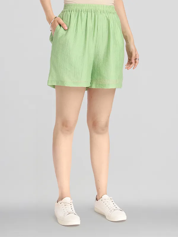 ESPYR By Tokyo Talkies Women Green Top With Shorts Co-Ords