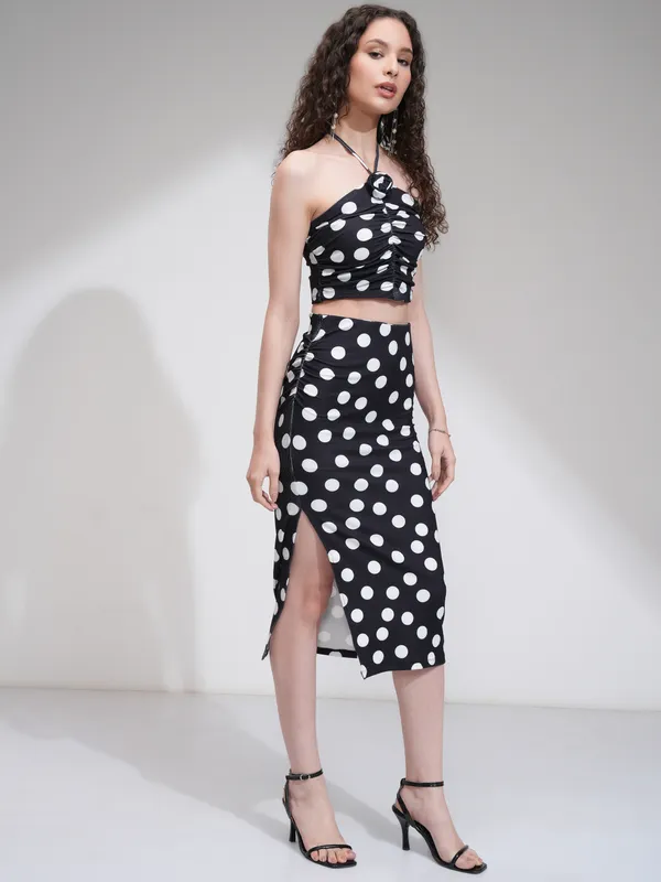 Tokyo Talkies Women Black Top With Skirt Co-Ords