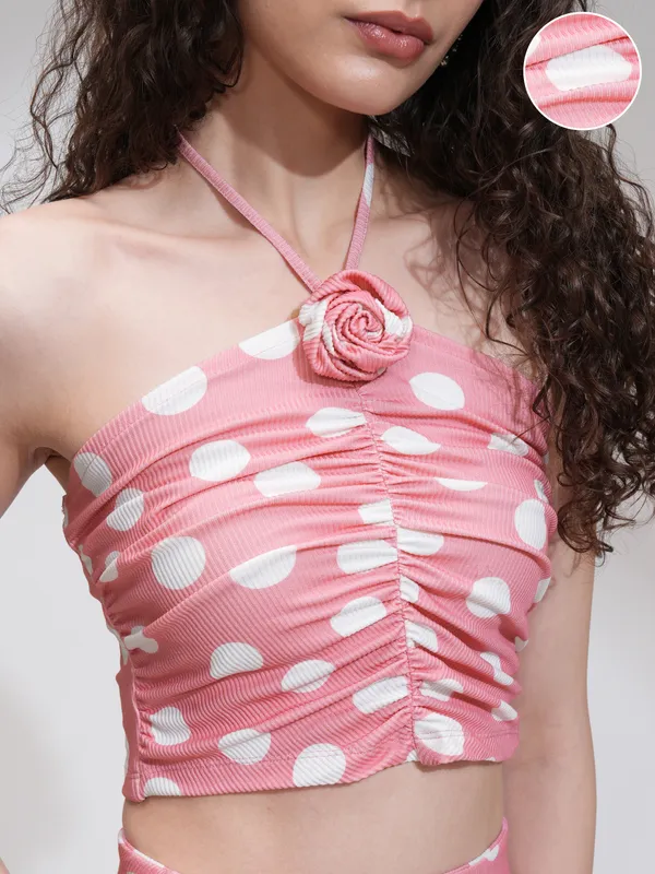 Tokyo Talkies Women Pink Top With Skirt Co-Ords