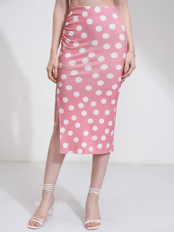 Tokyo Talkies Women Pink Top With Skirt Co-Ords