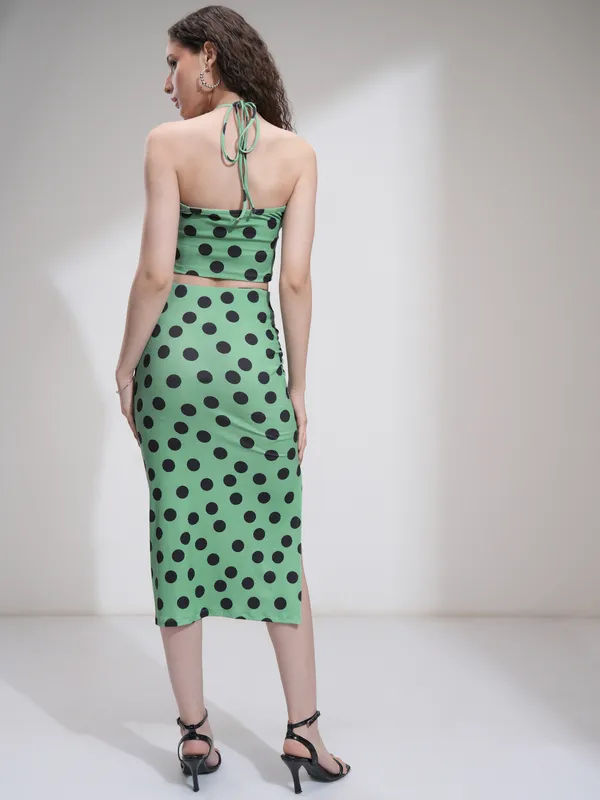 Tokyo Talkies Women Green Top With Skirt