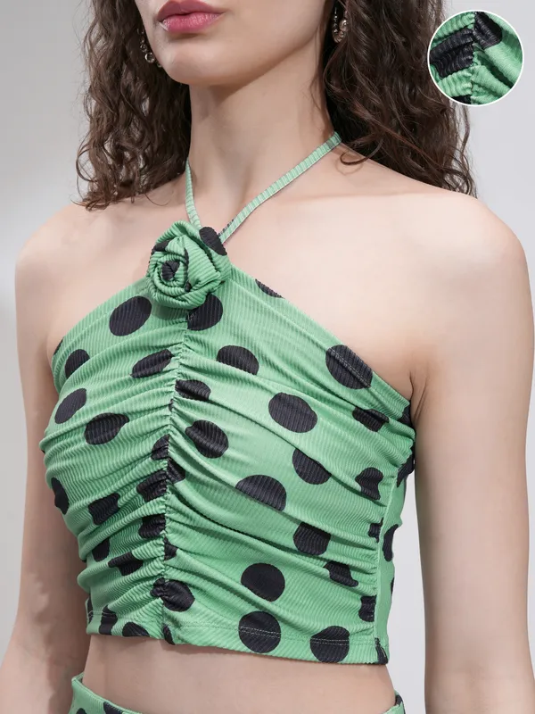 Tokyo Talkies Women Green Top With Skirt